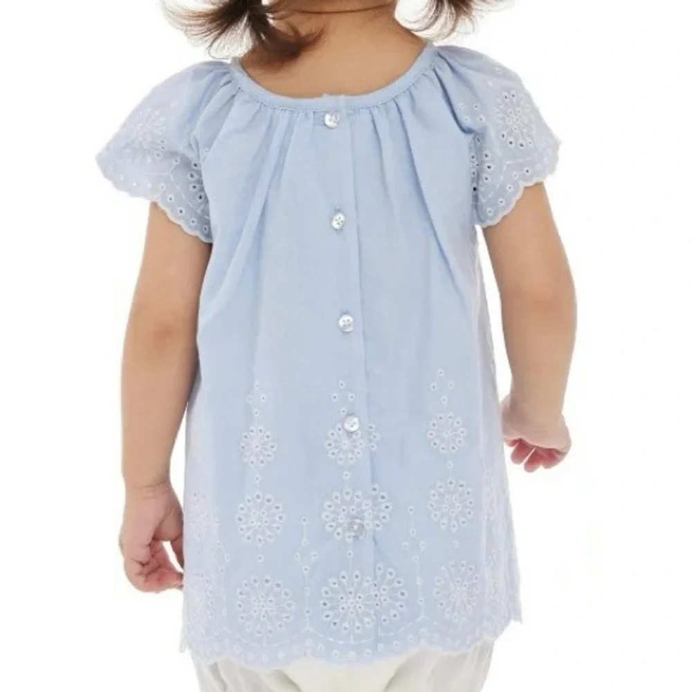 Little Me Light Blue Eyelet Tunic Top
